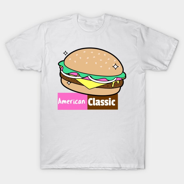 Classic American Burger T-Shirt by arkitekta